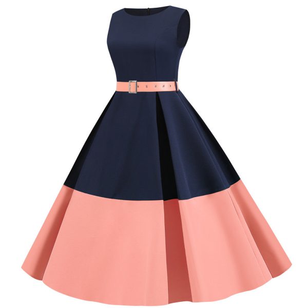 A Line Summer Round Neck Sleeveless Casual Party Dress - Image 2
