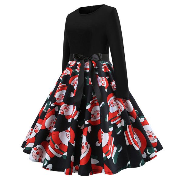2020 Christmas Print Vintage Dress Long Sleeve - Image 10