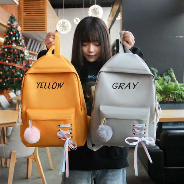 2019 NEW 4PCS Girls Casual Bag Letter Embroidered Lightweight Women Backpack - Image 5