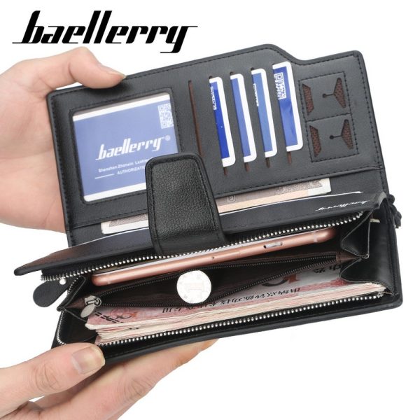 Baellerry 171-2 Solid Color Cell Phone Money Photo Card Clutch Wallet for Men - Image 7
