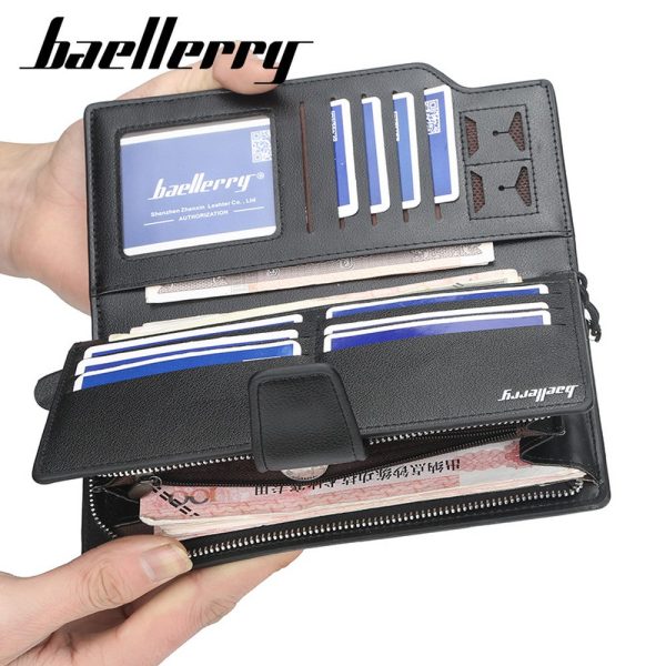 Baellerry 171-2 Solid Color Cell Phone Money Photo Card Clutch Wallet for Men - Image 8