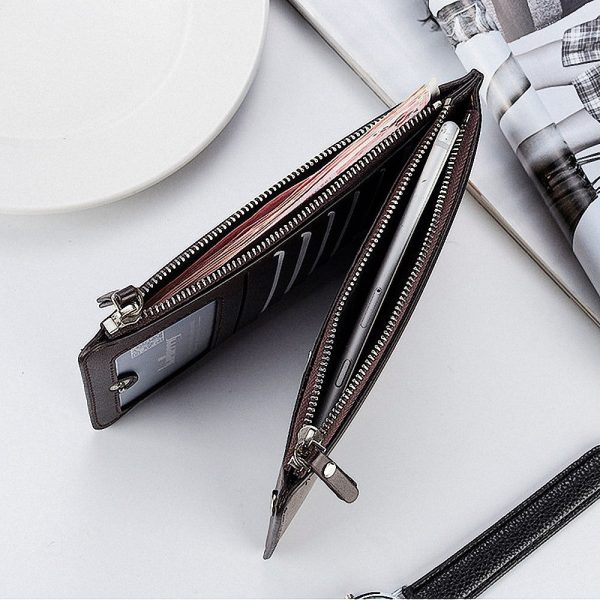 Baellerry Solid Color Cell Phone Money Photo Card Clutch Long Wallet for Men - Image 6
