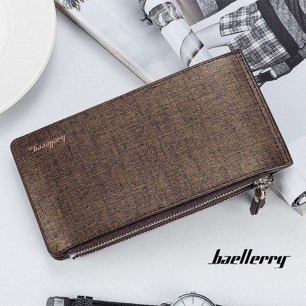 Baellerry Solid Color Cell Phone Money Photo Card Clutch Long Wallet for Men - Image 2