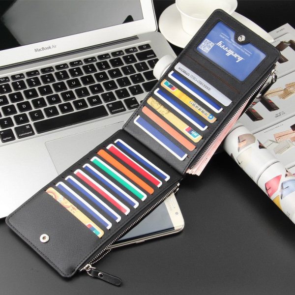 Baellerry CA0131 Solid Color Cell Phone Money Photo Card Clutch Long Wallet for Men - Image 2