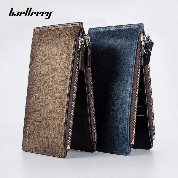 Baellerry Solid Color Cell Phone Money Photo Card Clutch Long Wallet for Men - Image 7