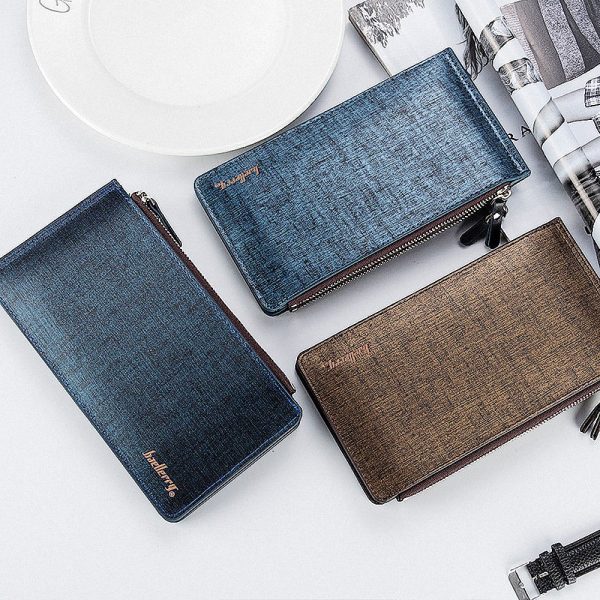 Baellerry Solid Color Cell Phone Money Photo Card Clutch Long Wallet for Men - Image 8