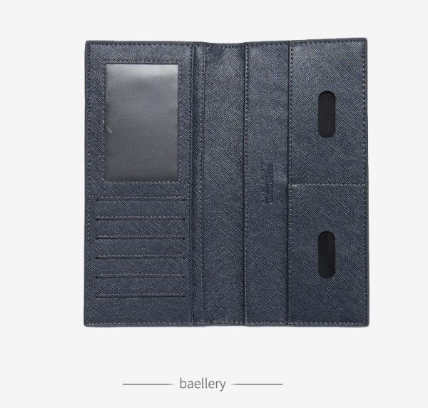 Baellerry Thin Soft Solid Color Long Vertical Photo Cash Card Wallet for Men - Image 10