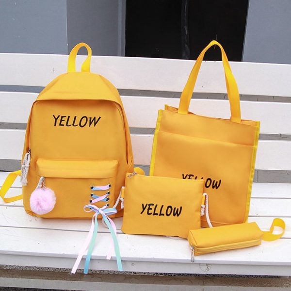 2019 NEW 4PCS Girls Casual Bag Letter Embroidered Lightweight Women Backpack - Image 6