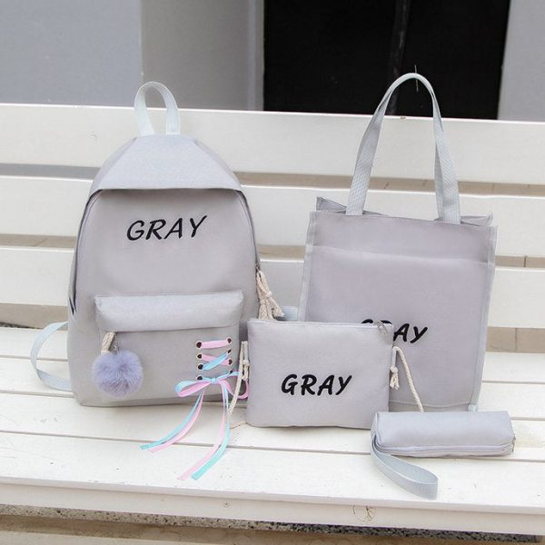 2019 NEW 4PCS Girls Casual Bag Letter Embroidered Lightweight Women Backpack - Image 7