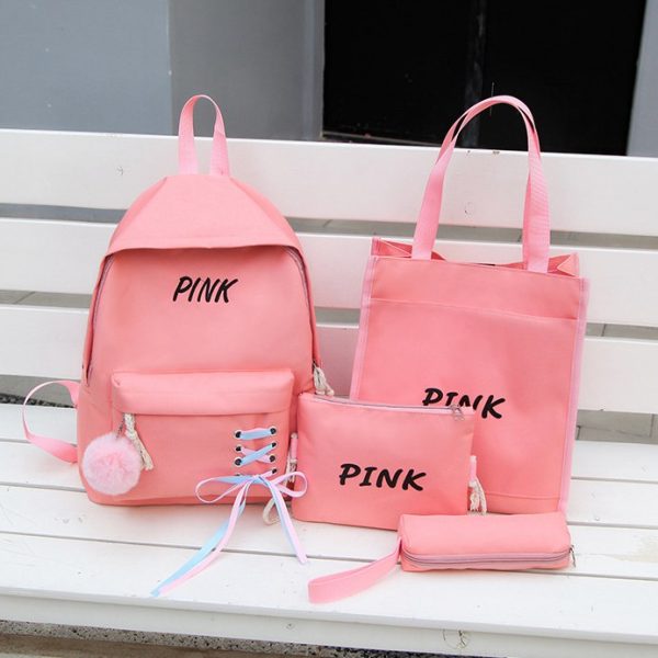 2019 NEW 4PCS Girls Casual Bag Letter Embroidered Lightweight Women Backpack - Image 8