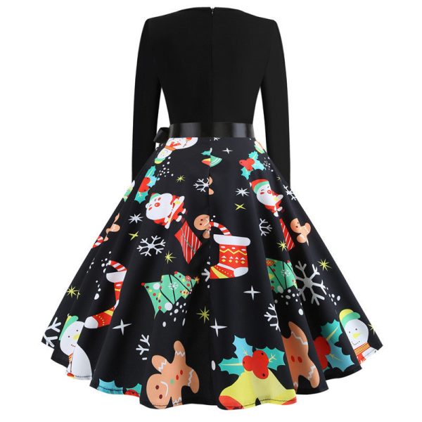 2020 Christmas Print Vintage Dress Long Sleeve - Image 11