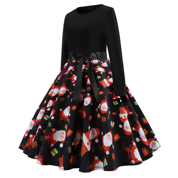 2020 Christmas Print Vintage Dress Long Sleeve - Image 14