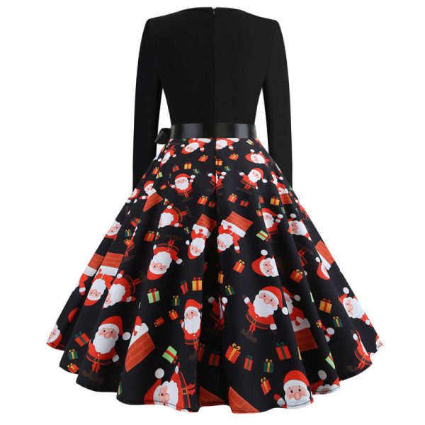 2020 Christmas Print Vintage Dress Long Sleeve - Image 13