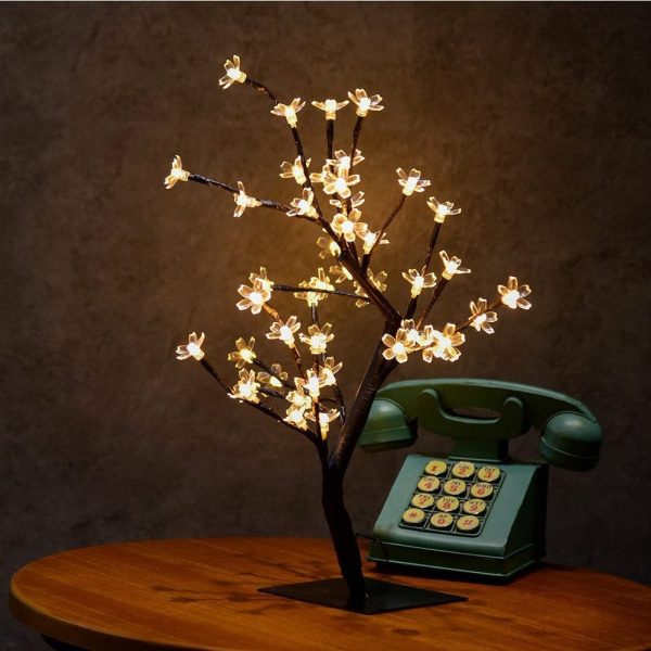 0.45M/17.72Inch 48LEDS Cherry Blossom Desk Top Bonsai Tree Light, Perfect for Home Festival Party Wedding - Image 4