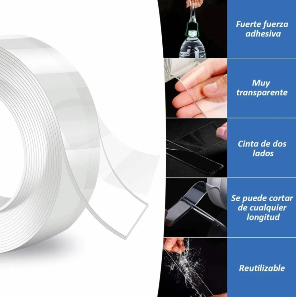 5M Double Sided Tape Heavy Duty, Nano Washable Traceless Removable Mounting Tape - Image 4