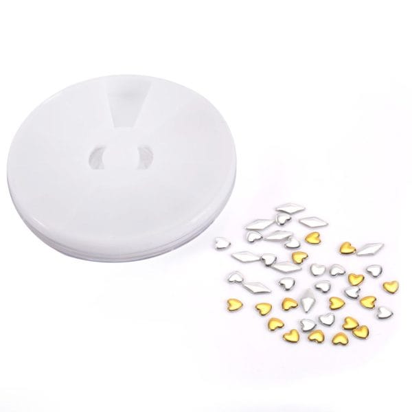 12 Shapes 3D Nail Art Decorations Wheel With Gold And Silver Metal Studs - Image 4