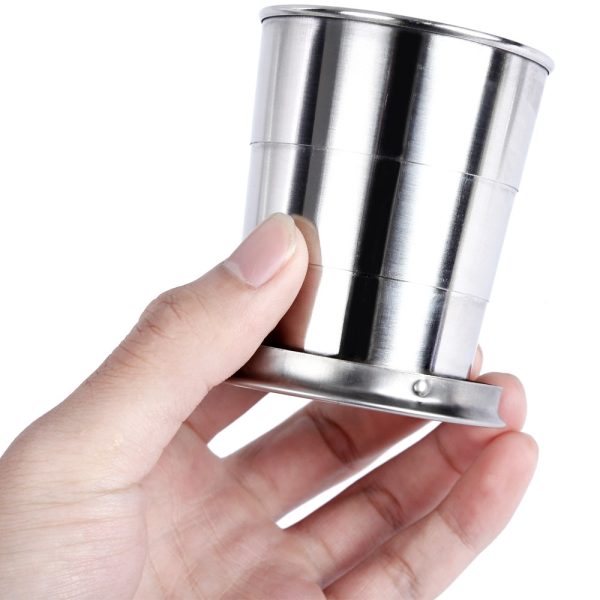 AOTU Telescopic Stainless Steel Cup with Buckle Three Section Outdoor Tool - Image 3