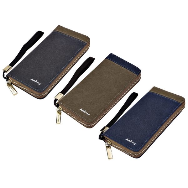 Baellerry Patchwork Canvas Portable Clutch Wallet for Men - Image 6