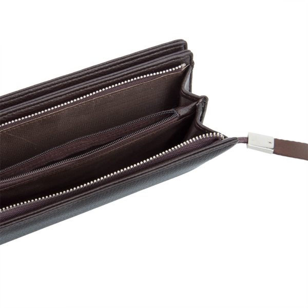 Baellerry Men Lichee Pattern Metal Clip Embellishment Vertical Long Portable Clutch Wallet - Image 7