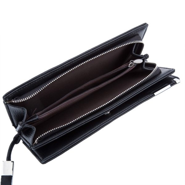 Baellerry Men Lichee Pattern Metal Clip Embellishment Vertical Long Portable Clutch Wallet - Image 6