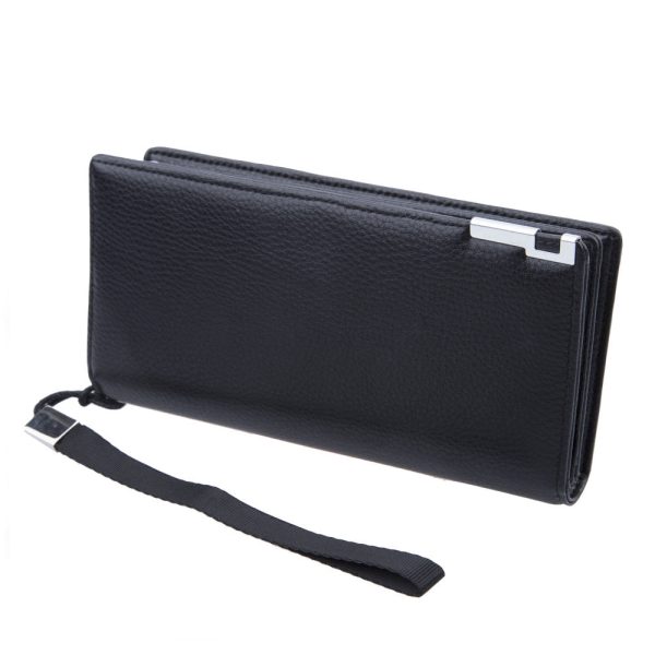 Baellerry Men Lichee Pattern Metal Clip Embellishment Vertical Long Portable Clutch Wallet - Image 4