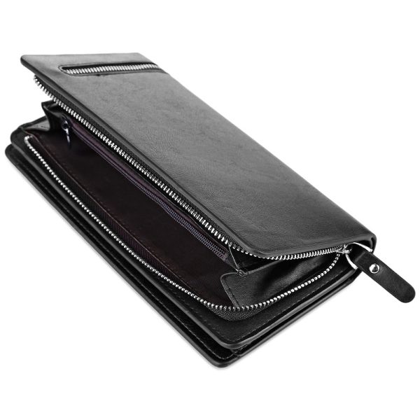 Baellerry Solid Color Cell Phone Money Photo Card Clutch Wallet for Men - Image 5
