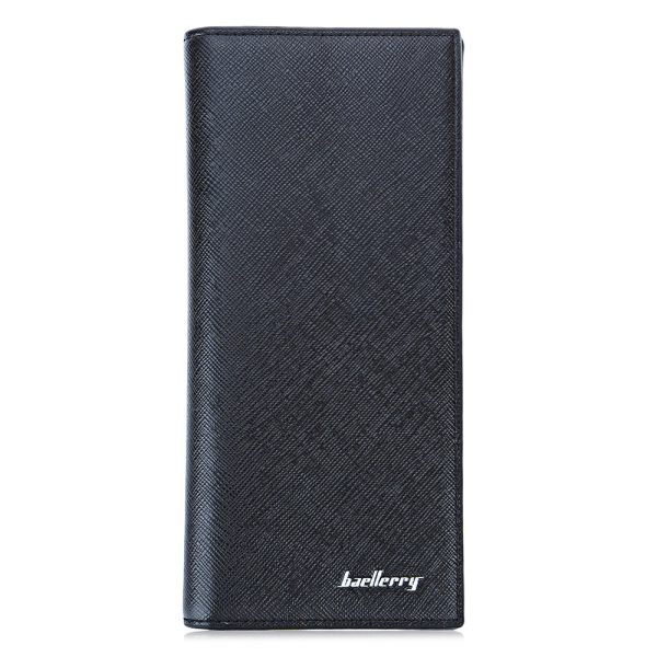 Baellerry Thin Soft Solid Color Long Vertical Photo Cash Card Wallet for Men - Image 3