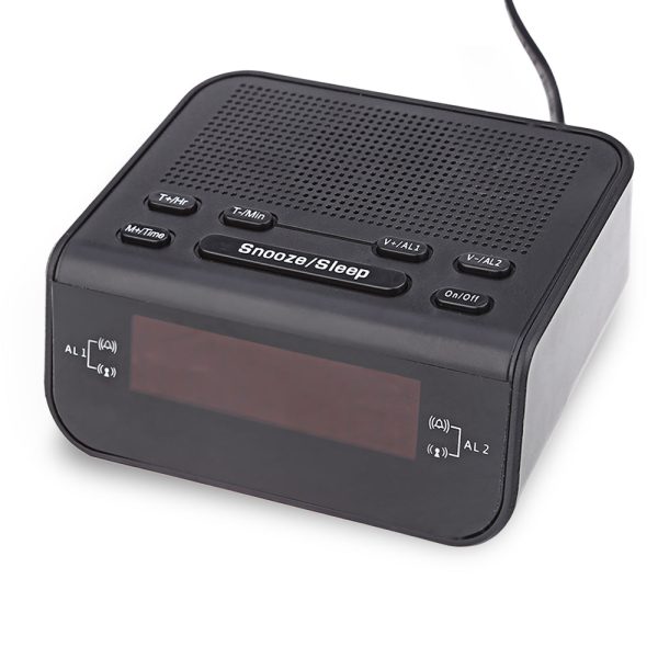 CR - 246 FM Digital Display LED Alarm Clock Radio Dual Mode Snooze - Image 2