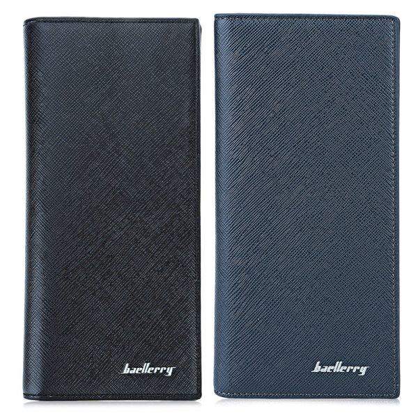 Baellerry Thin Soft Solid Color Long Vertical Photo Cash Card Wallet for Men - Image 9