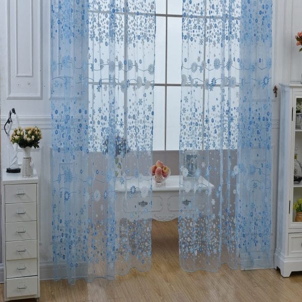 100cm x 270cm Chiffon Gauze Voile Wall Room Divider Floral Printed Curtain - Image 12