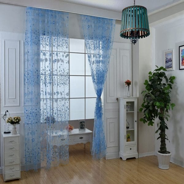 100cm x 270cm Chiffon Gauze Voile Wall Room Divider Floral Printed Curtain - Image 11