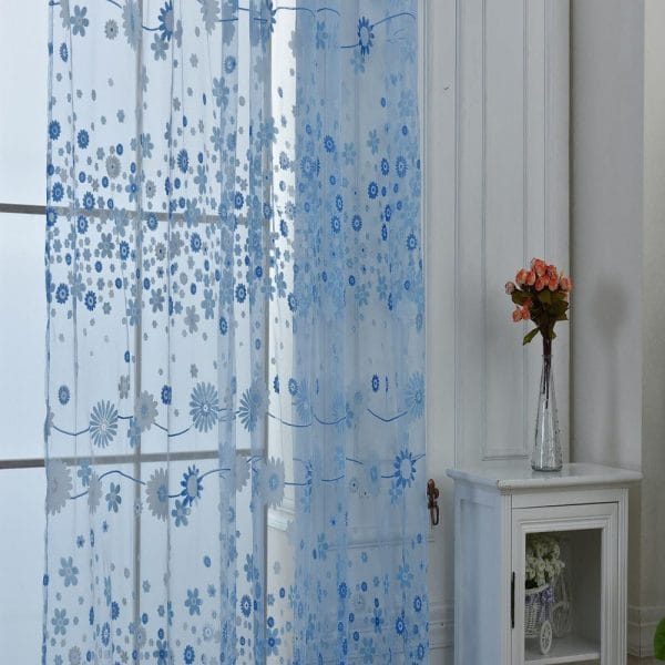 100cm x 270cm Chiffon Gauze Voile Wall Room Divider Floral Printed Curtain - Image 13