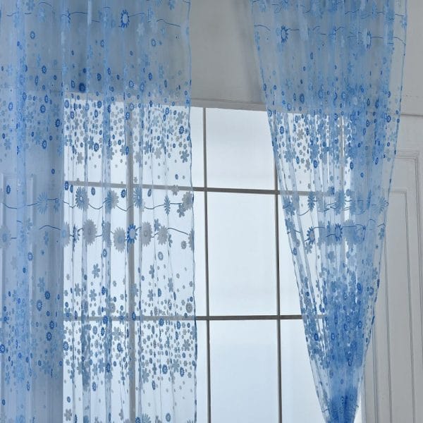 100cm x 270cm Chiffon Gauze Voile Wall Room Divider Floral Printed Curtain - Image 14