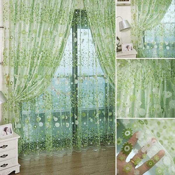 100cm x 270cm Chiffon Gauze Voile Wall Room Divider Floral Printed Curtain - Image 8