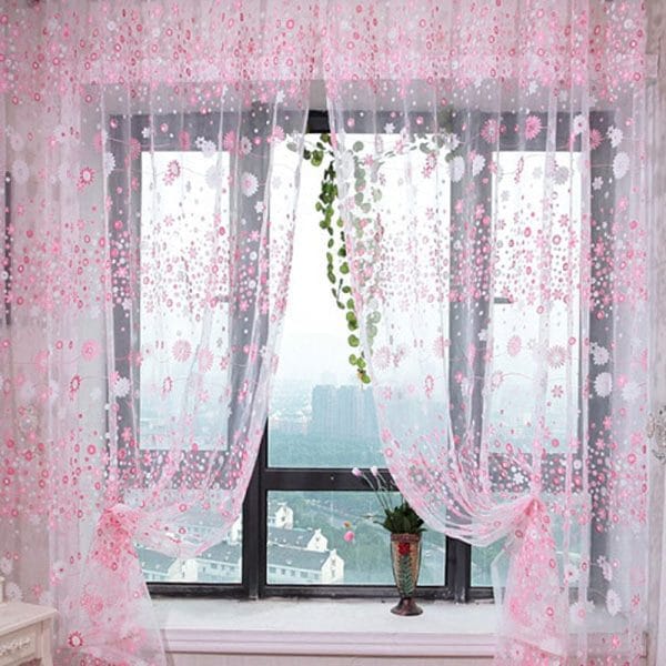 100cm x 270cm Chiffon Gauze Voile Wall Room Divider Floral Printed Curtain