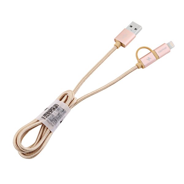 Awei CL - 930 2 in 1 1M Multifunctional 8 Pin Micro USB Interface Sync Charging Data 2.1A Cable - Image 3