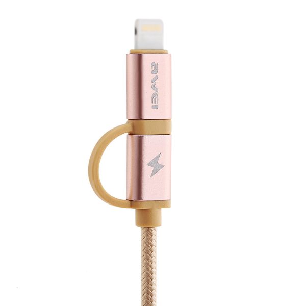 Awei CL - 930 2 in 1 1M Multifunctional 8 Pin Micro USB Interface Sync Charging Data 2.1A Cable - Image 2