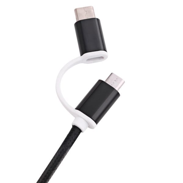 2 in 1 Micro USB Nylon Braided Charging Cord with Type-C Adapter 1m - Image 4
