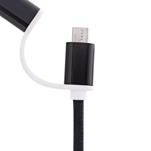 2 in 1 Micro USB Nylon Braided Charging Cord with Type-C Adapter 1m - Image 6