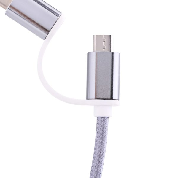 2 in 1 Micro USB Nylon Braided Charging Cord with Type-C Adapter 1m - Image 11