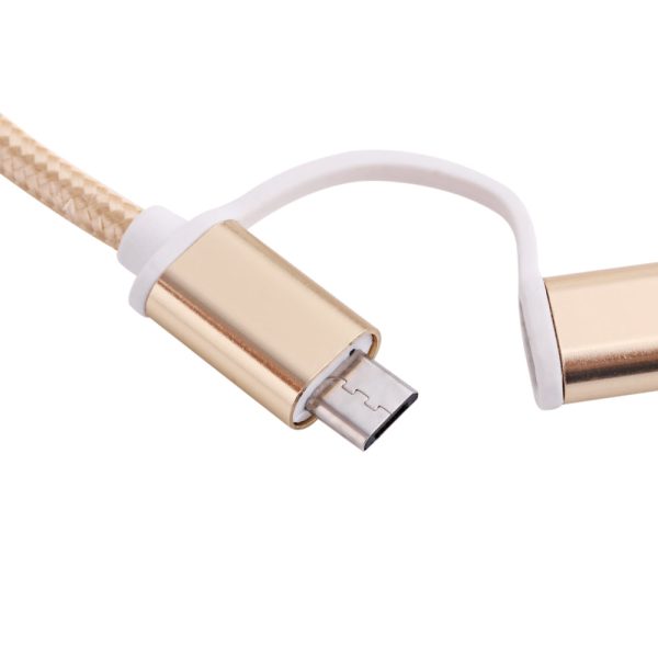 2 in 1 Micro USB Nylon Braided Charging Cord with Type-C Adapter 1m - Image 13