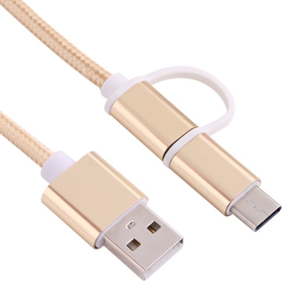2 in 1 Micro USB Nylon Braided Charging Cord with Type-C Adapter 1m - Image 12