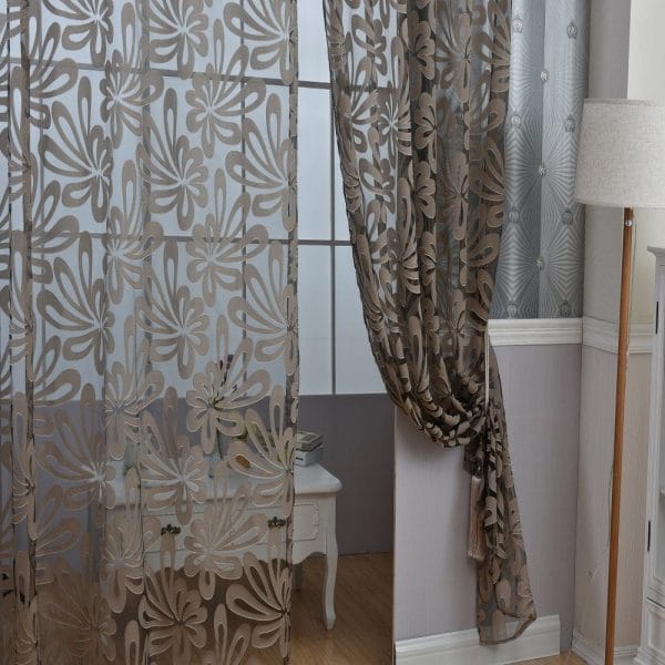 100 x 250cm European Flower Printed Tulle Window Curtains Home Decor - Image 16