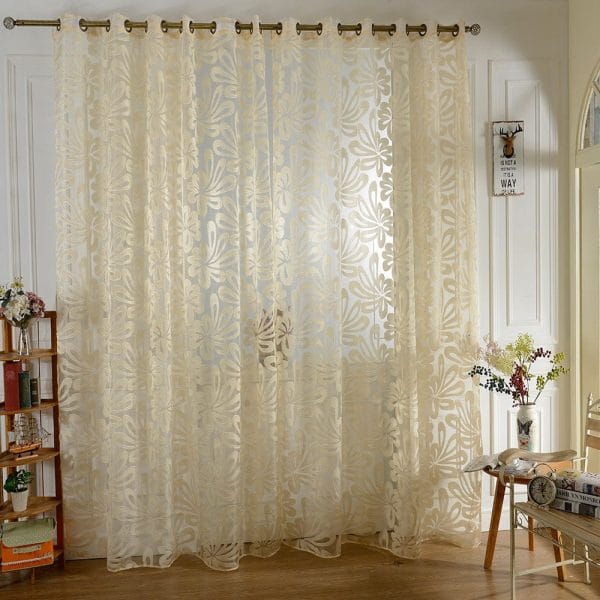 100 x 250cm European Flower Printed Tulle Window Curtains Home Decor - Image 7