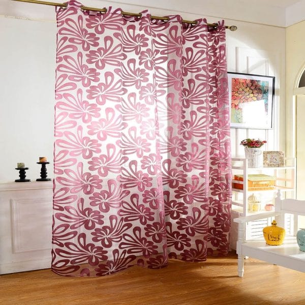 100 x 250cm European Flower Printed Tulle Window Curtains Home Decor - Image 4