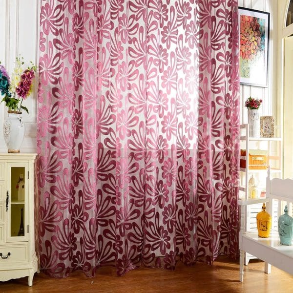 100 x 250cm European Flower Printed Tulle Window Curtains Home Decor - Image 6