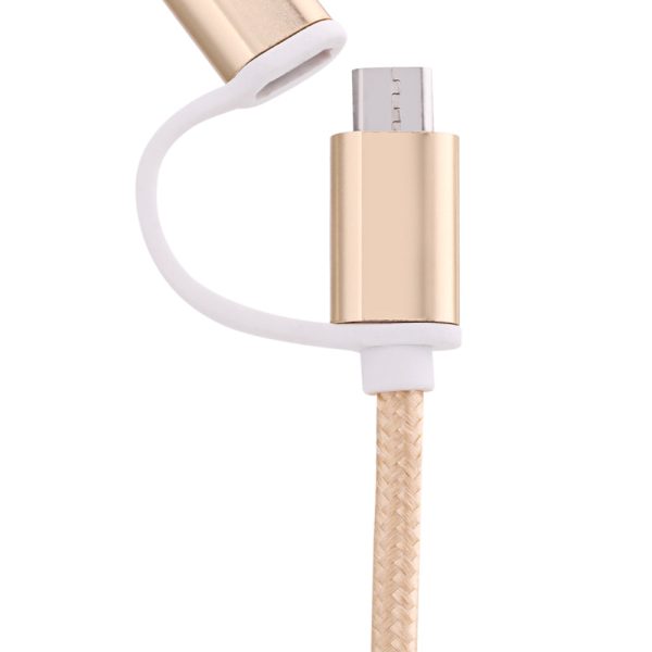 2 in 1 Micro USB Nylon Braided Charging Cord with Type-C Adapter 1m - Image 16