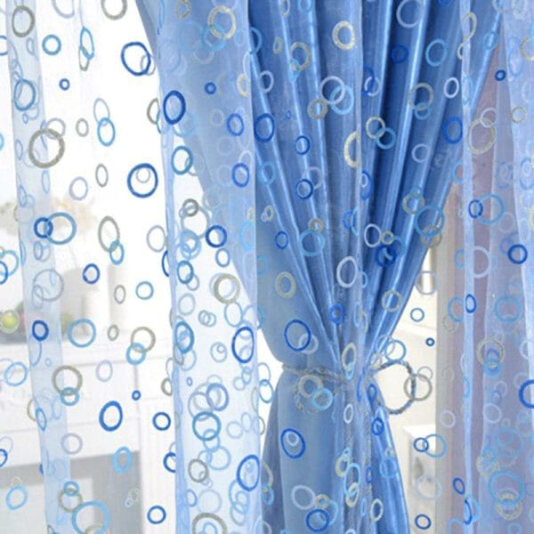 100 x 200cm Shimmery Circle Printed Voile Door Window Sheer Curtain Panel Drape