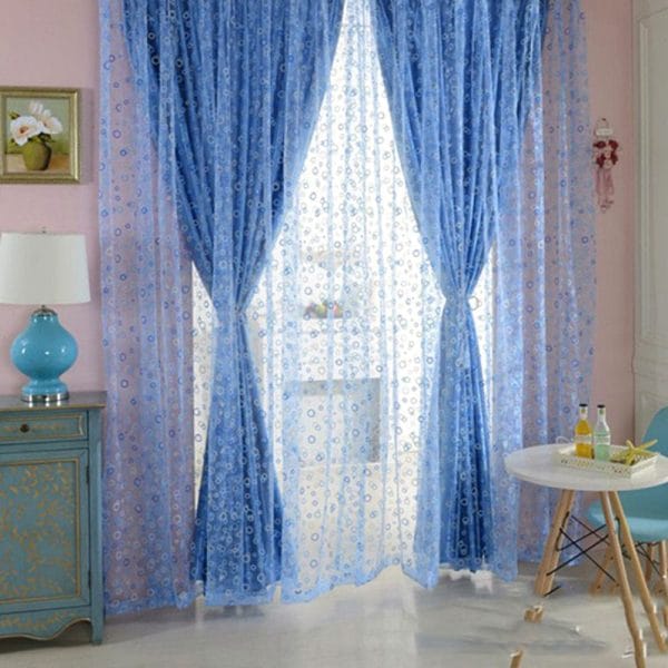 100 x 200cm Shimmery Circle Printed Voile Door Window Sheer Curtain Panel Drape - Image 2