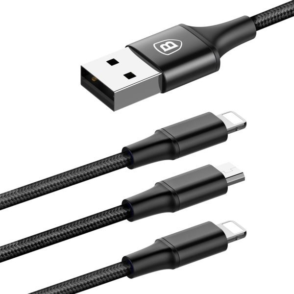 Baseus Rapid Series Micro USB + Dual 8 Pin Data Cable 1.2M - Image 6